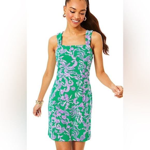 NWT Stunning Lilly Pulitzer Montrey Stretch Brazilian Green Salty Sandbar Dress - Picture 5 of 6